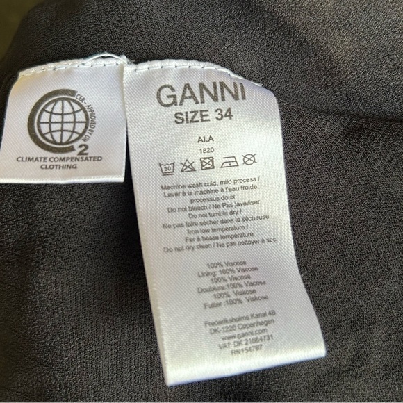 GANNI Elm Georgette Midi Dress Black/Pink Floral Size 2 - Picture 11 of 14